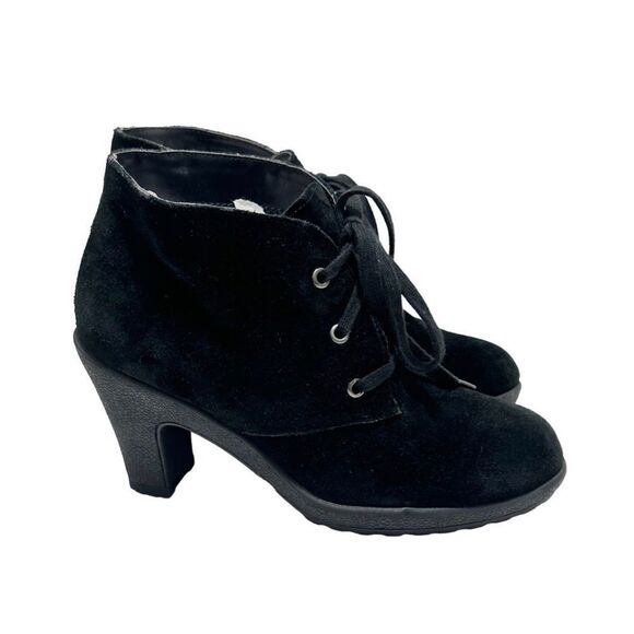 Aerosoles Ruffalo Wing Lace Up Suede Leather Heeled Heelrest Ankle Boots Black 6 - Picture 1 of 13
